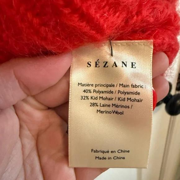 Sézane Red Knit Mohair Wool Sweater/Cardigan - Picture 4 of 4